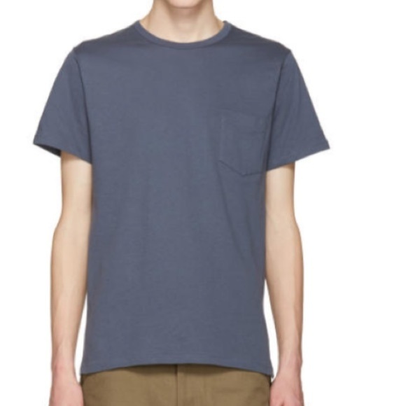 A.P.C. NWT Blue Crew Neck Pocket Tee Large Classic Minimalist Elevated Basic - Picture 5 of 14